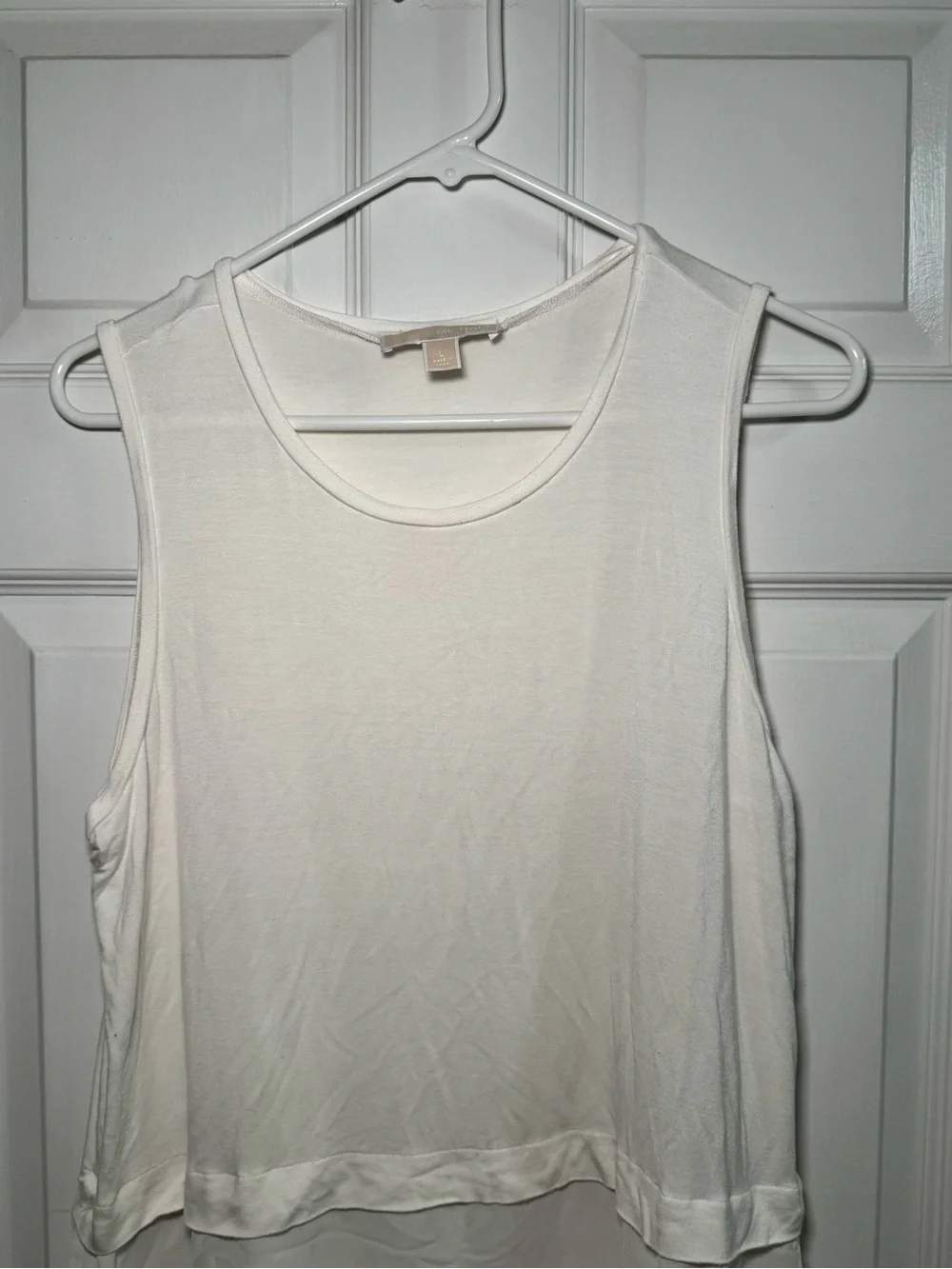 Michael Kors White Tiered Chiffon Hem Sleeveless Top Size L